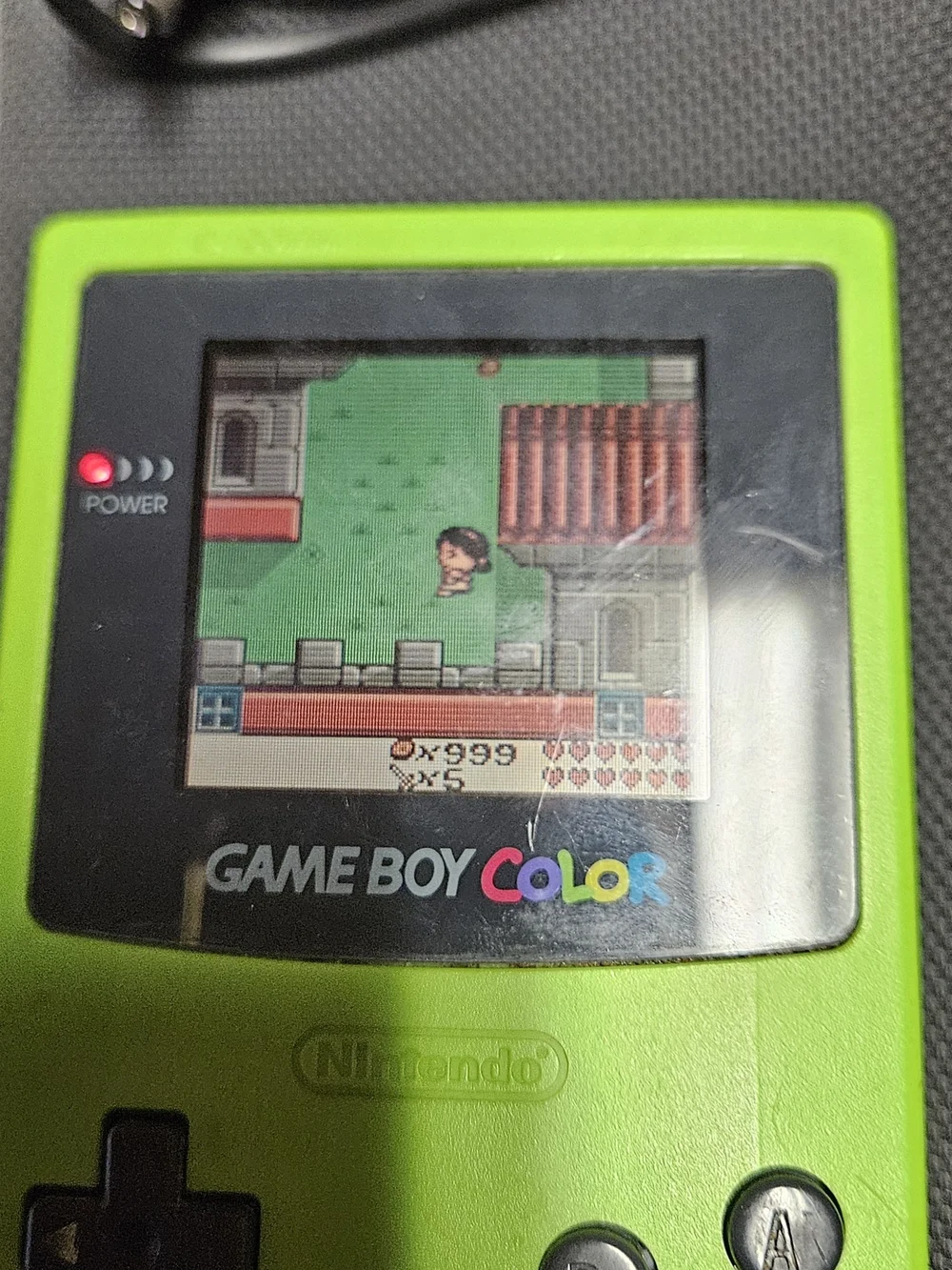 Nintendo Game Boy Color Lime Green Portable Handheld Plus Quezt For Camelot Game
